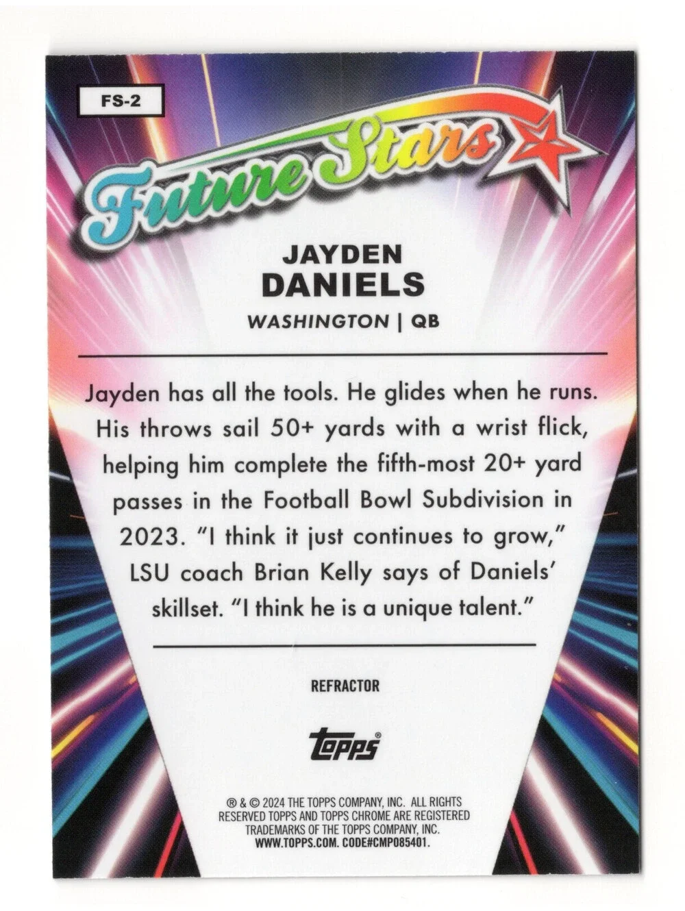 2024 Topps Chrome - Future Stars Jayden Daniels #FS-2 Refractor (RC)